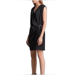 All Saints Black Wrap Mini Dress